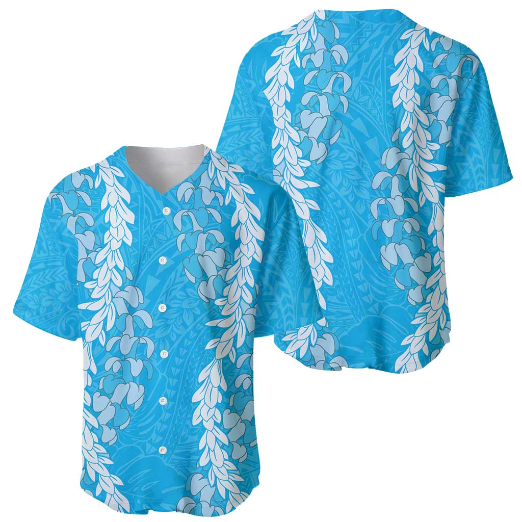 Puakenikeni and Maile Lei Baseball Jersey Blue Double Strand Lei