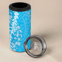 Puakenikeni and Maile Lei 4 in 1 Can Cooler Tumbler Blue Double Strand Lei