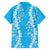 Puakenikeni and Maile Lei Family Matching Off Shoulder Short Dress and Hawaiian Shirt Blue Double Strand Lei