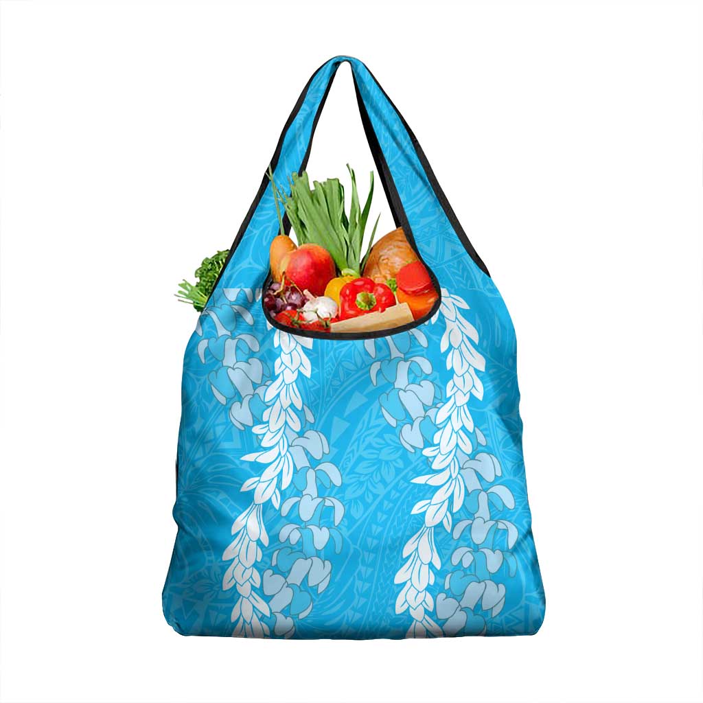 Puakenikeni and Maile Lei Grocery Bag Blue Double Strand Lei