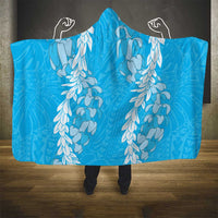 Puakenikeni and Maile Lei Hooded Blanket Blue Double Strand Lei