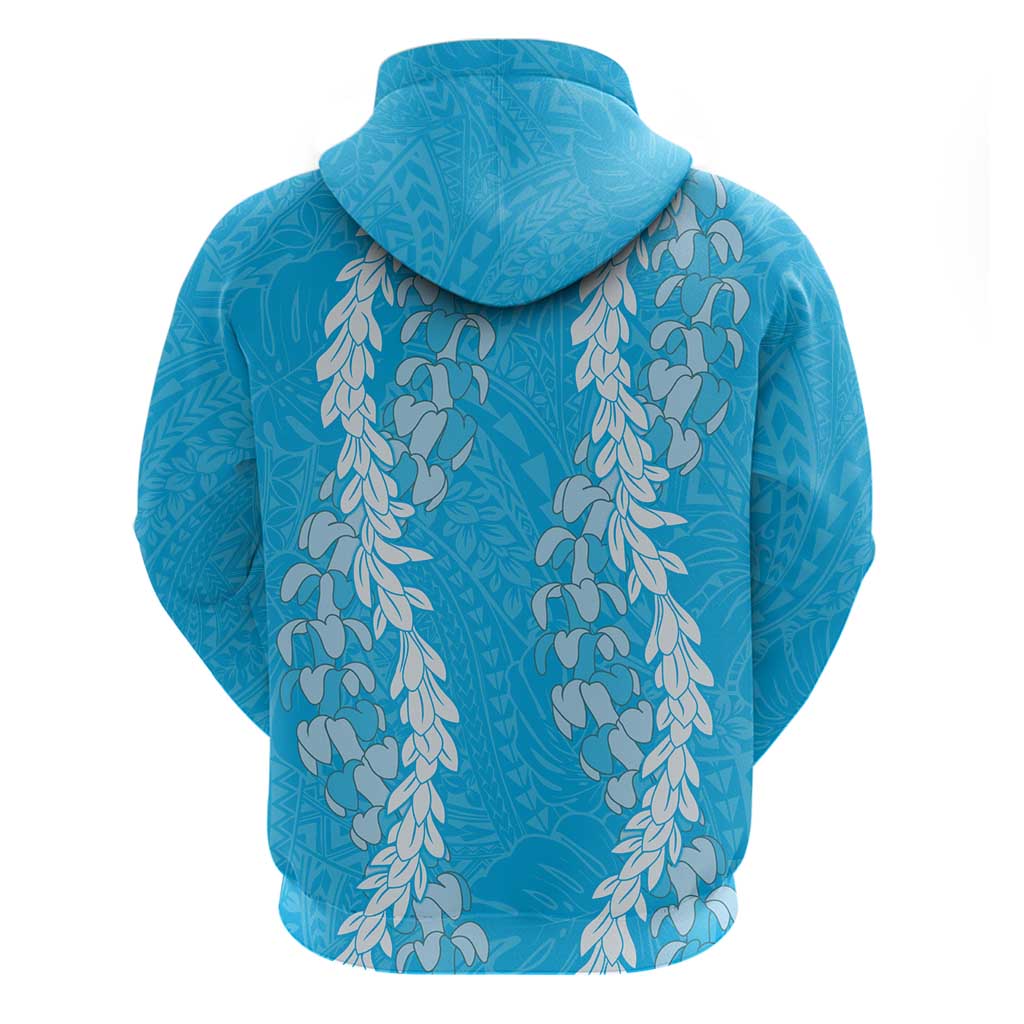 Puakenikeni and Maile Lei Hoodie Blue Double Strand Lei