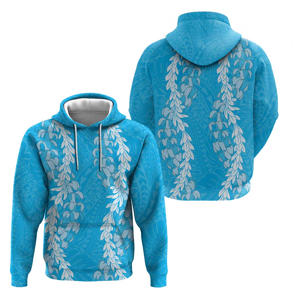 Puakenikeni and Maile Lei Hoodie Blue Double Strand Lei