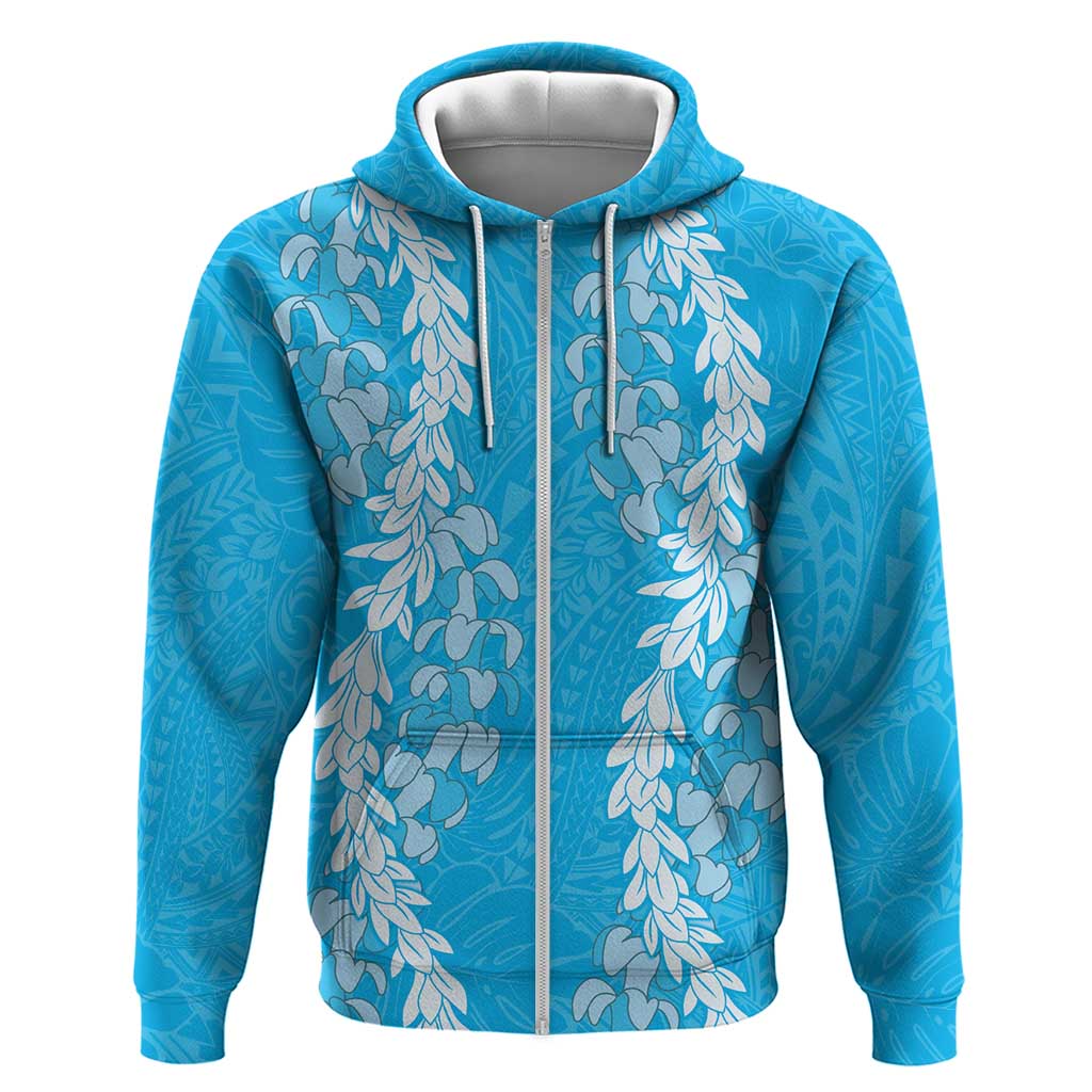 Puakenikeni and Maile Lei Hoodie Blue Double Strand Lei