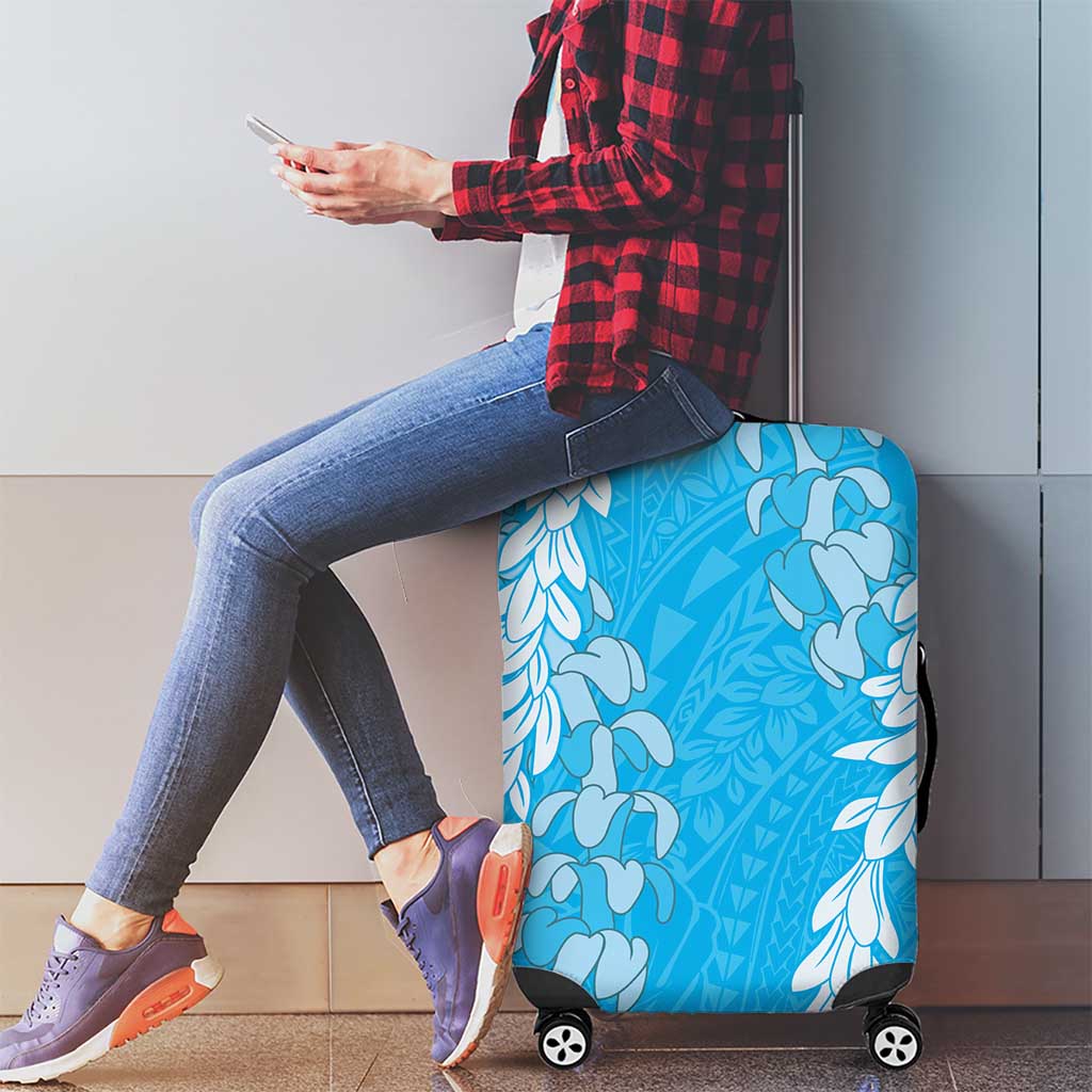 Puakenikeni and Maile Lei Luggage Cover Blue Double Strand Lei LT9 - Polynesian Pride