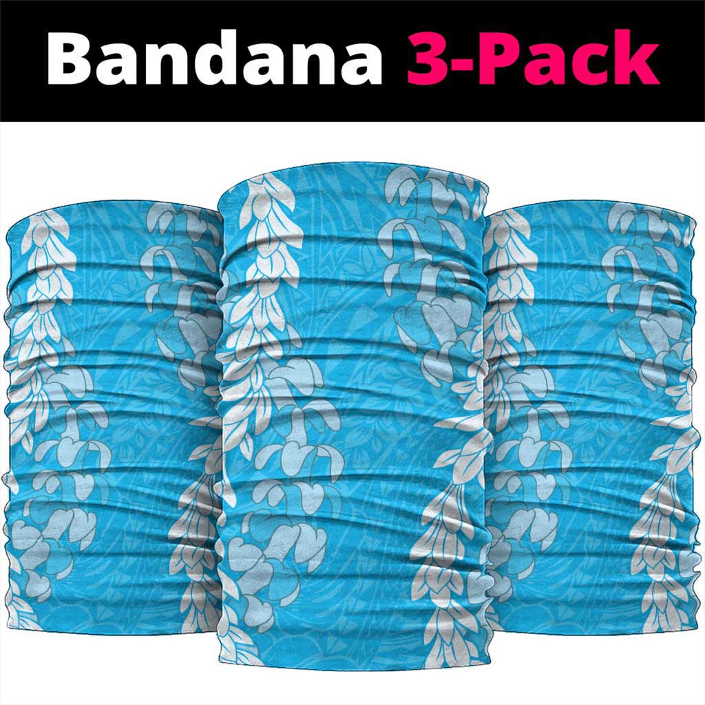 Puakenikeni and Maile Lei Neck Gaiter Blue Double Strand Lei - Polynesian Pride