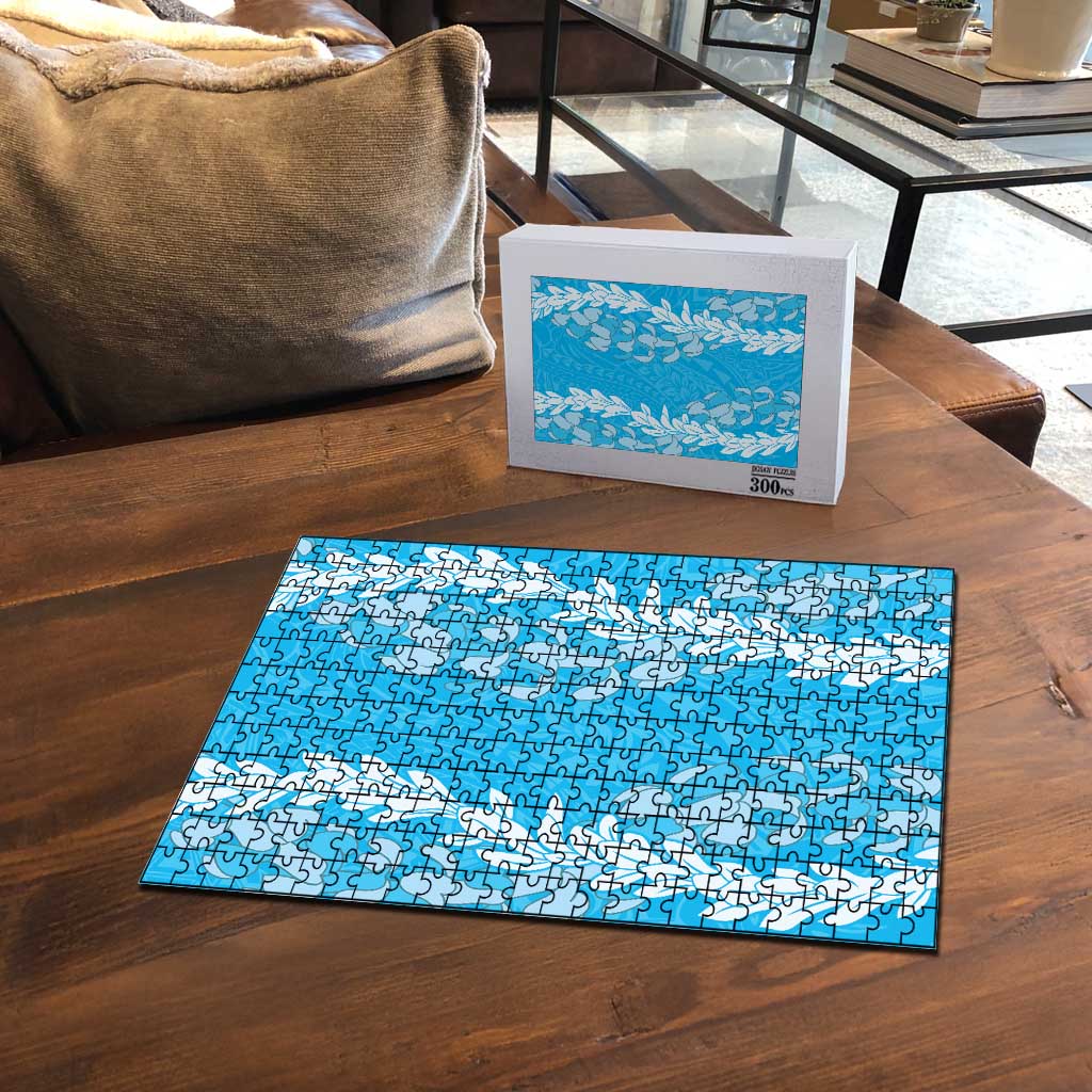 Puakenikeni and Maile Lei Puzzle Blue Double Strand Lei LT9 - Polynesian Pride