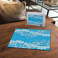 Puakenikeni and Maile Lei Puzzle Blue Double Strand Lei LT9 - Polynesian Pride