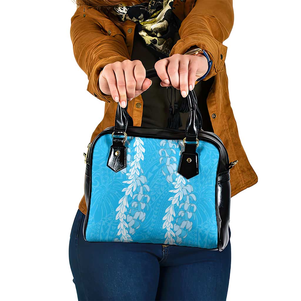 Puakenikeni and Maile Lei Shoulder Handbag Blue Double Strand Lei LT9 One Size Blue - Polynesian Pride