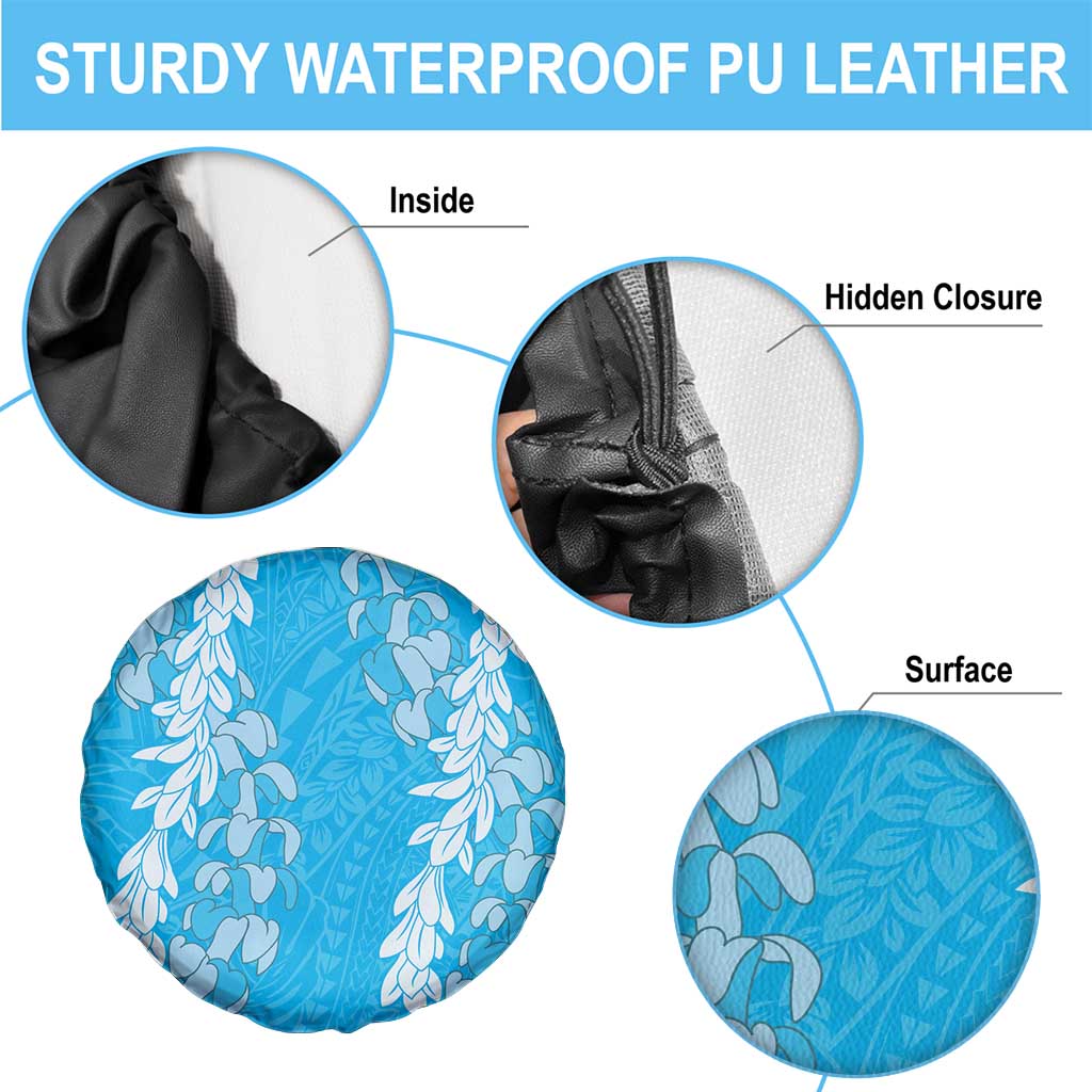 Puakenikeni and Maile Lei Spare Tire Cover Blue Double Strand Lei