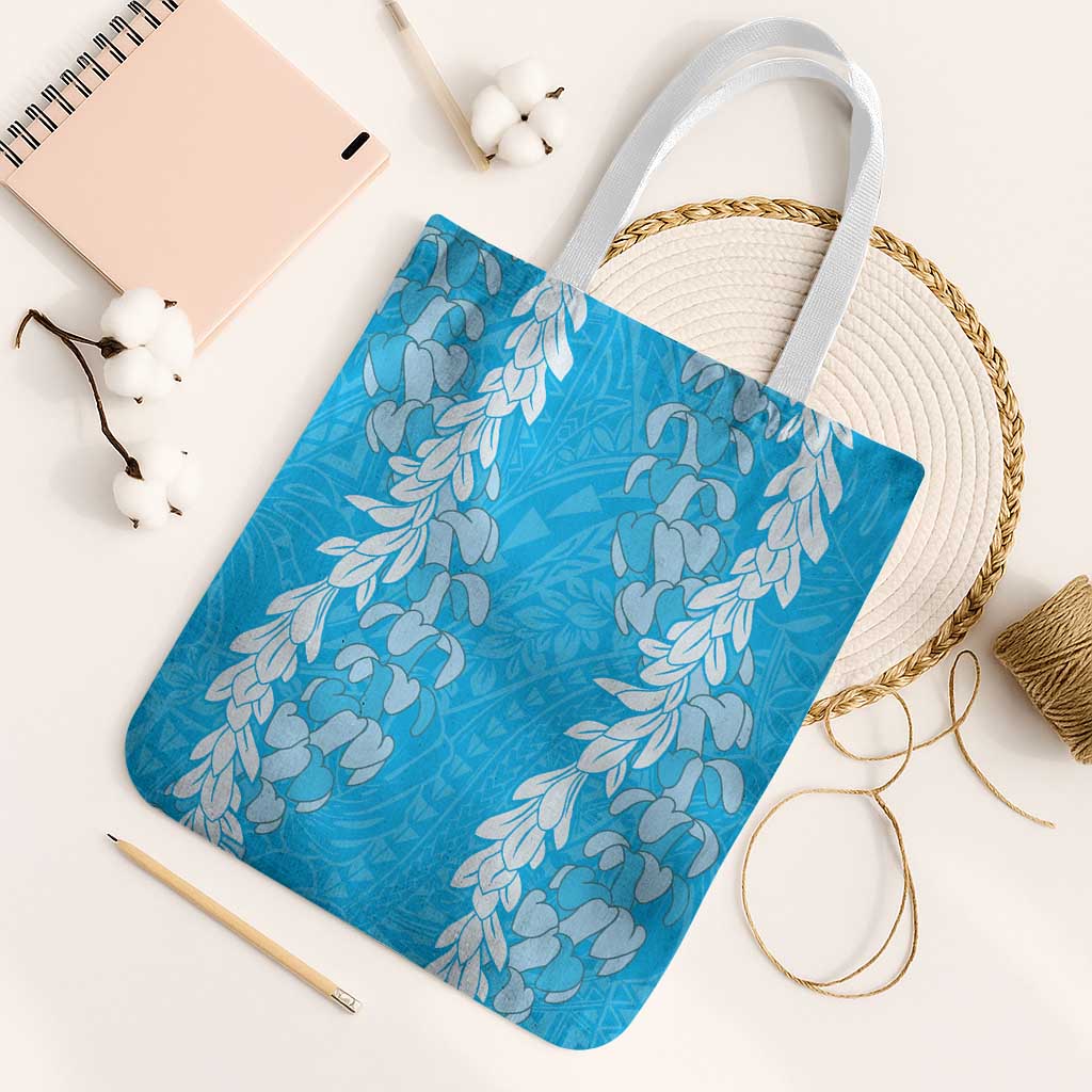 Puakenikeni and Maile Lei Tote Bag Blue Double Strand Lei - Polynesian Pride