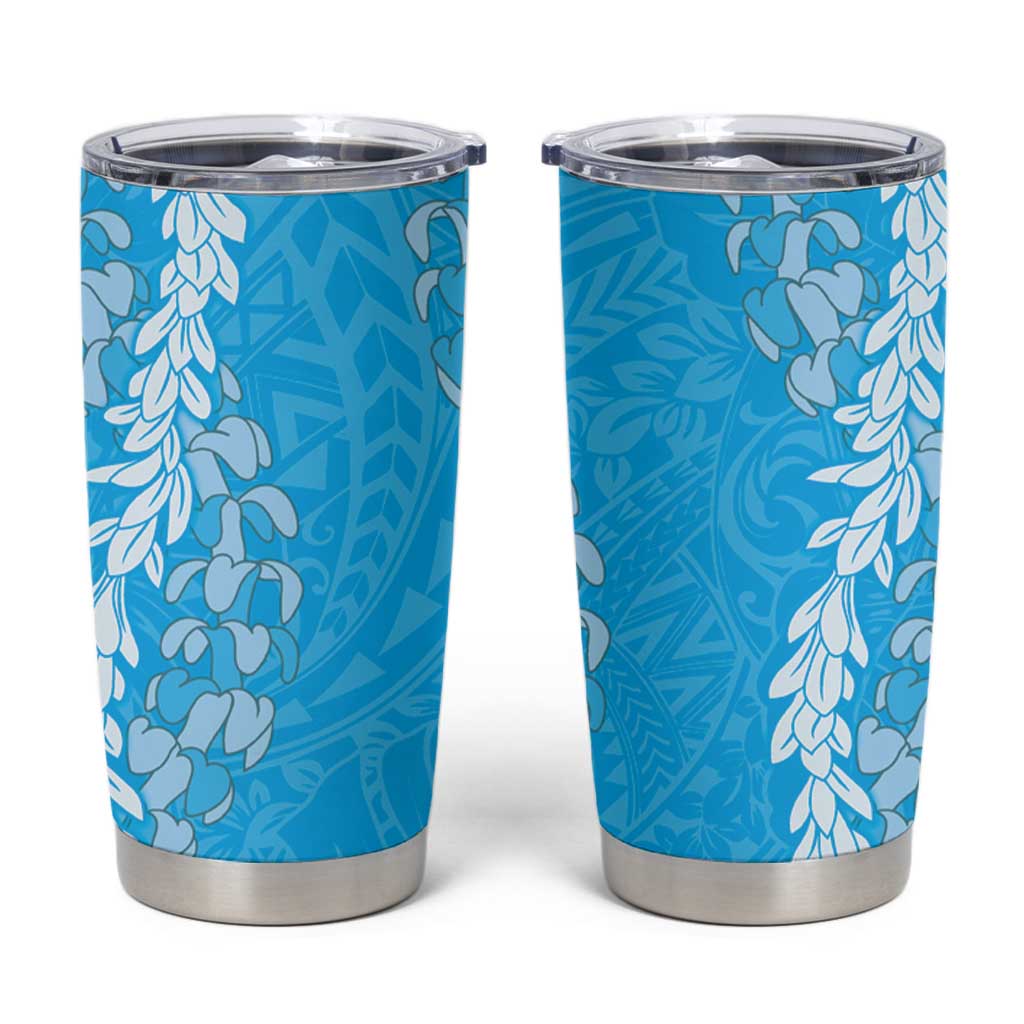 Puakenikeni and Maile Lei Tumbler Cup Blue Double Strand Lei
