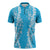 Puakenikeni and Maile Lei Zipper Polo Shirt Blue Double Strand Lei - Polynesian Pride