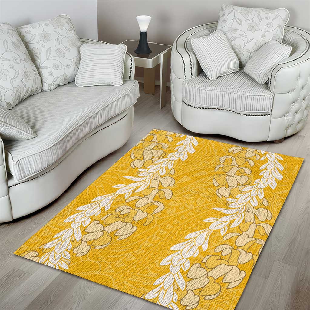 Puakenikeni and Maile Lei Area Rug Gold Double Strand Lei