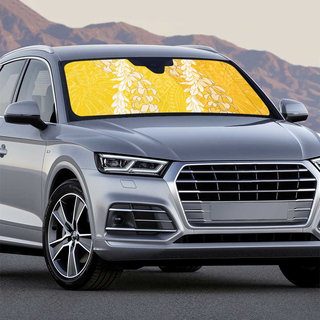 Puakenikeni and Maile Lei Auto Sun Shade Gold Double Strand Lei - Polynesian Pride