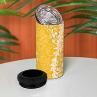 Puakenikeni and Maile Lei 4 in 1 Can Cooler Tumbler Gold Double Strand Lei