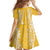 Puakenikeni and Maile Lei Family Matching Off Shoulder Short Dress and Hawaiian Shirt Gold Double Strand Lei