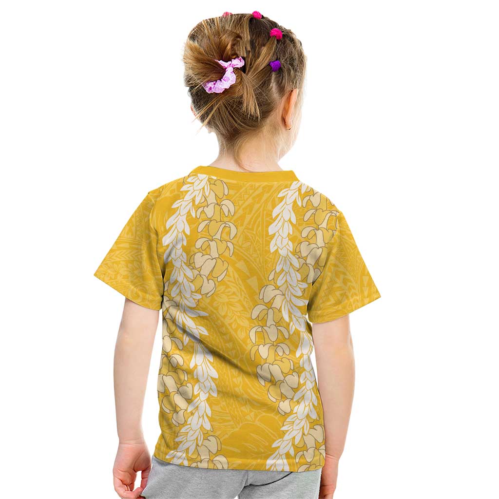 Puakenikeni and Maile Lei Kid T Shirt Gold Double Strand Lei