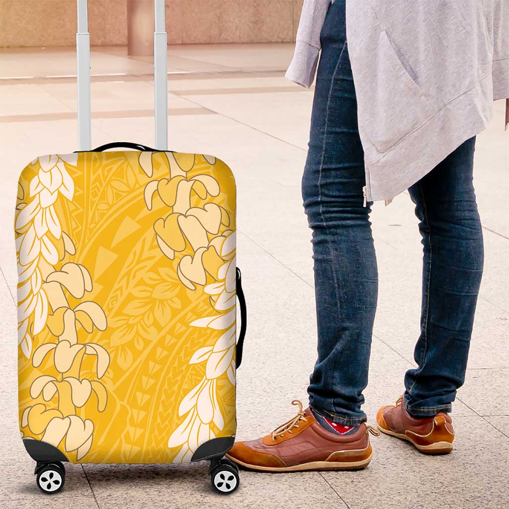 Puakenikeni and Maile Lei Luggage Cover Gold Double Strand Lei LT9 Gold - Polynesian Pride