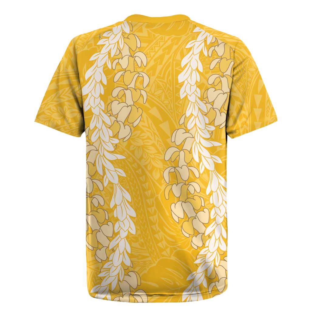 Puakenikeni and Maile Lei Rugby Jersey Gold Double Strand Lei