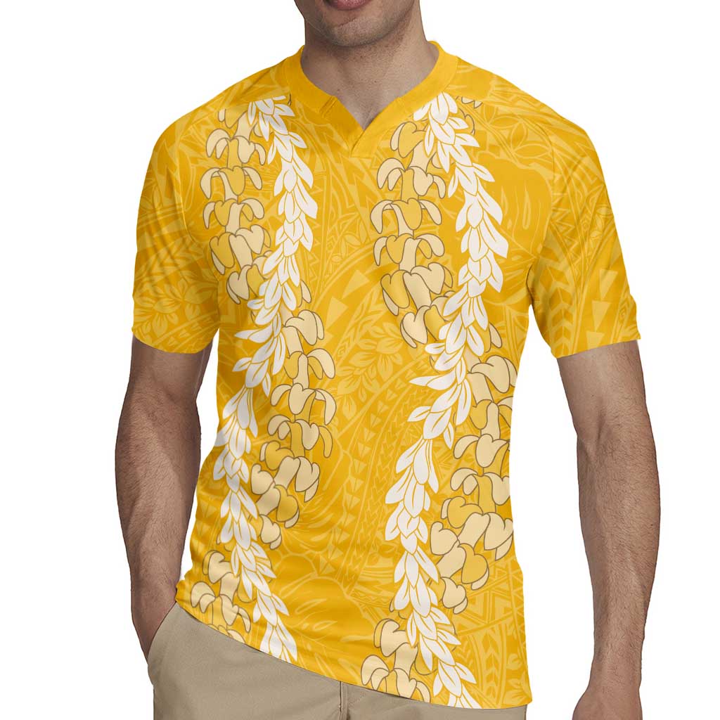 Puakenikeni and Maile Lei Rugby Jersey Gold Double Strand Lei