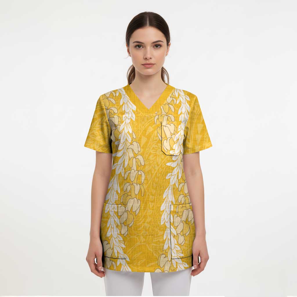 Puakenikeni and Maile Lei Scrub Top Gold Double Strand Lei - Polynesian Pride