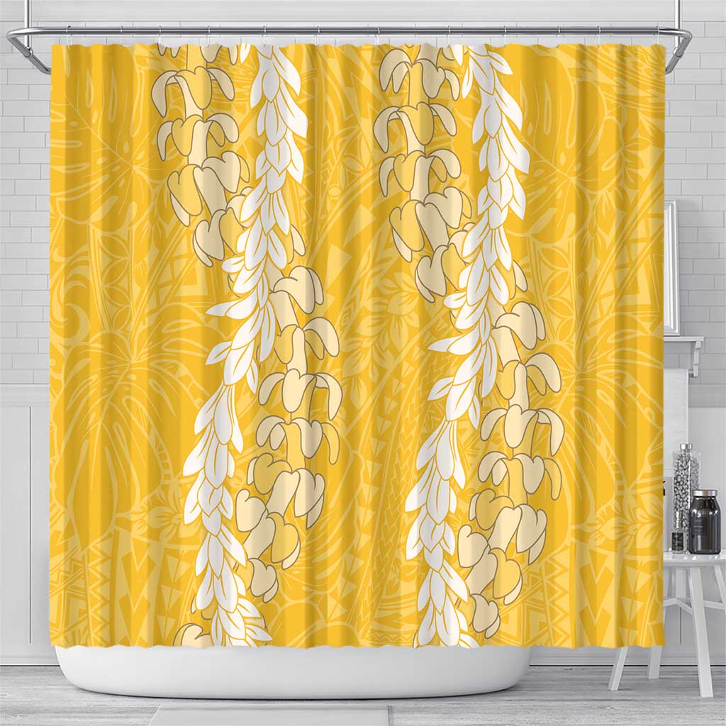 Puakenikeni and Maile Lei Shower Curtain Gold Double Strand Lei LT9 - Polynesian Pride