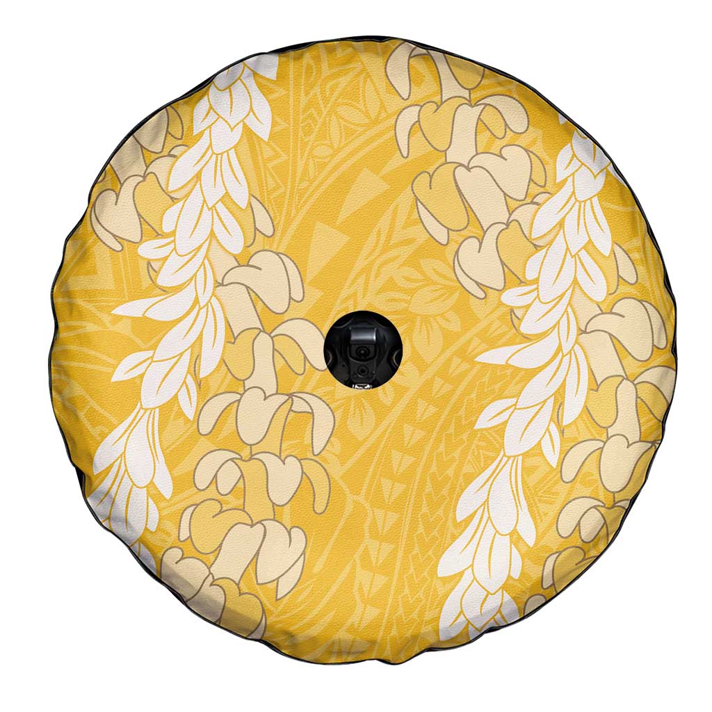 Puakenikeni and Maile Lei Spare Tire Cover Gold Double Strand Lei