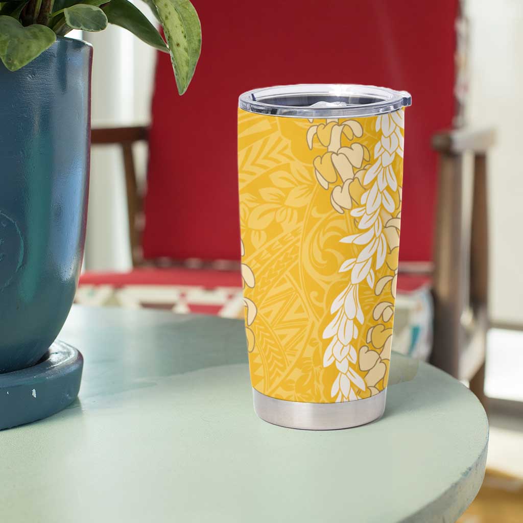 Puakenikeni and Maile Lei Tumbler Cup Gold Double Strand Lei