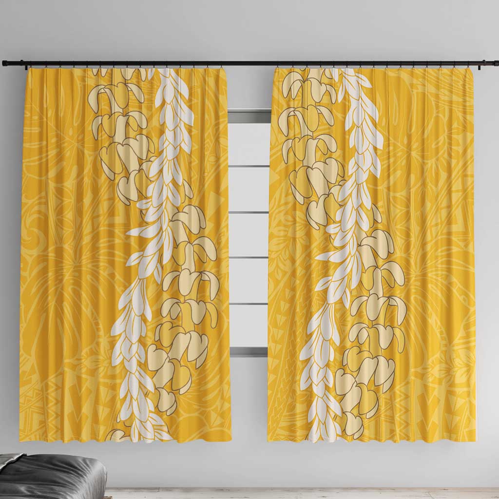 Puakenikeni and Maile Lei Window Curtain Gold Double Strand Lei LT9 With Hooks Gold - Polynesian Pride
