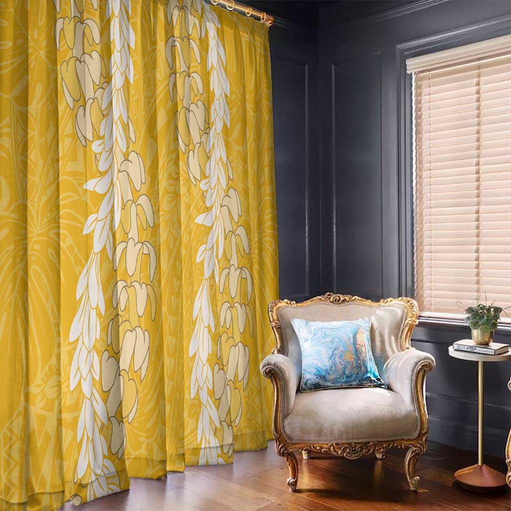 Puakenikeni and Maile Lei Window Curtain Gold Double Strand Lei