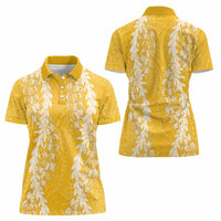 Puakenikeni and Maile Lei Women Polo Shirt Gold Double Strand Lei