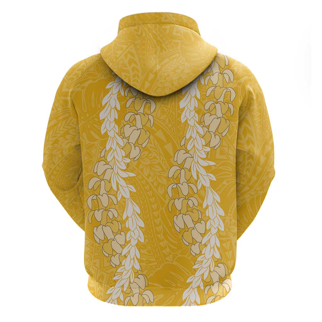 Puakenikeni and Maile Lei Zip Hoodie Gold Double Strand Lei LT9 - Polynesian Pride