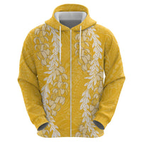 Puakenikeni and Maile Lei Zip Hoodie Gold Double Strand Lei LT9 - Polynesian Pride