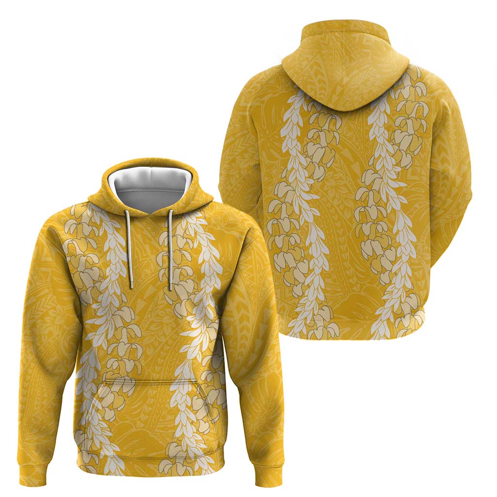 Puakenikeni and Maile Lei Zip Hoodie Gold Double Strand Lei LT9 - Polynesian Pride