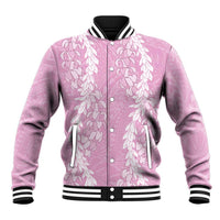 Puakenikeni and Maile Lei Baseball Jacket Pink Double Strand Lei