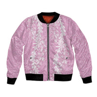 Puakenikeni and Maile Lei Bomber Jacket Pink Double Strand Lei LT9 Unisex Pink - Polynesian Pride