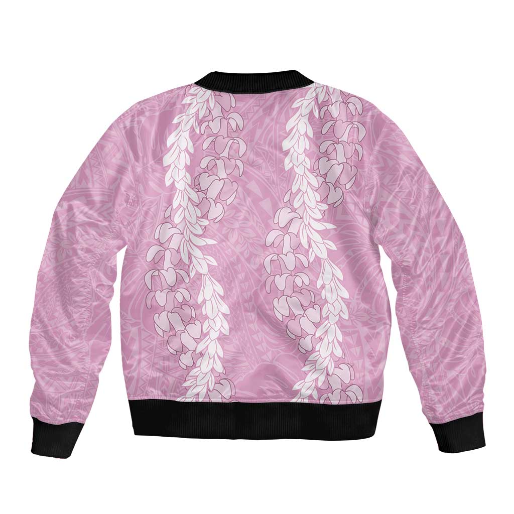 Puakenikeni and Maile Lei Bomber Jacket Pink Double Strand Lei LT9 - Polynesian Pride