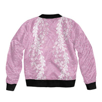 Puakenikeni and Maile Lei Bomber Jacket Pink Double Strand Lei LT9 - Polynesian Pride