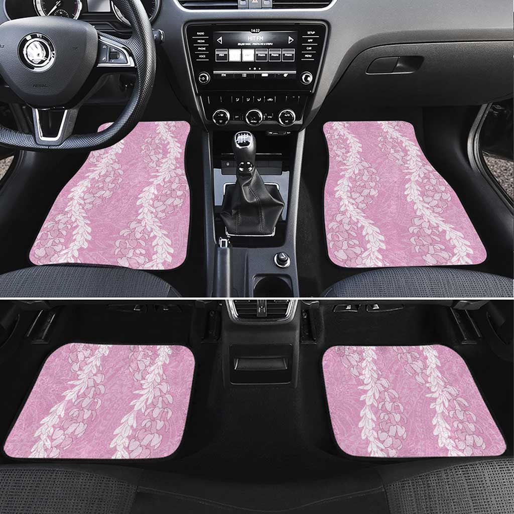 Puakenikeni and Maile Lei Car Mats Pink Double Strand Lei LT9 Set 4pcs Pink - Polynesian Pride