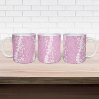 Puakenikeni and Maile Lei Ceramic Mug Pink Double Strand Lei - Polynesian Pride