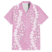 Puakenikeni and Maile Lei Family Matching Long Sleeve Bodycon Dress and Hawaiian Shirt Pink Double Strand Lei