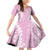 Puakenikeni and Maile Lei Family Matching Off Shoulder Short Dress and Hawaiian Shirt Pink Double Strand Lei