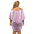 Puakenikeni and Maile Lei Family Matching Off Shoulder Short Dress and Hawaiian Shirt Pink Double Strand Lei