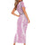 Puakenikeni and Maile Lei Family Matching Short Sleeve Bodycon Dress and Hawaiian Shirt Pink Double Strand Lei
