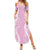 Puakenikeni and Maile Lei Family Matching Summer Maxi Dress and Hawaiian Shirt Pink Double Strand Lei