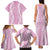Puakenikeni and Maile Lei Family Matching Tank Maxi Dress and Hawaiian Shirt Pink Double Strand Lei