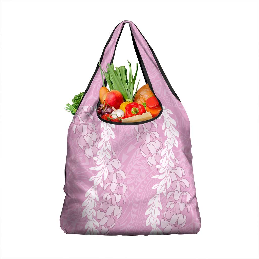 Puakenikeni and Maile Lei Grocery Bag Pink Double Strand Lei