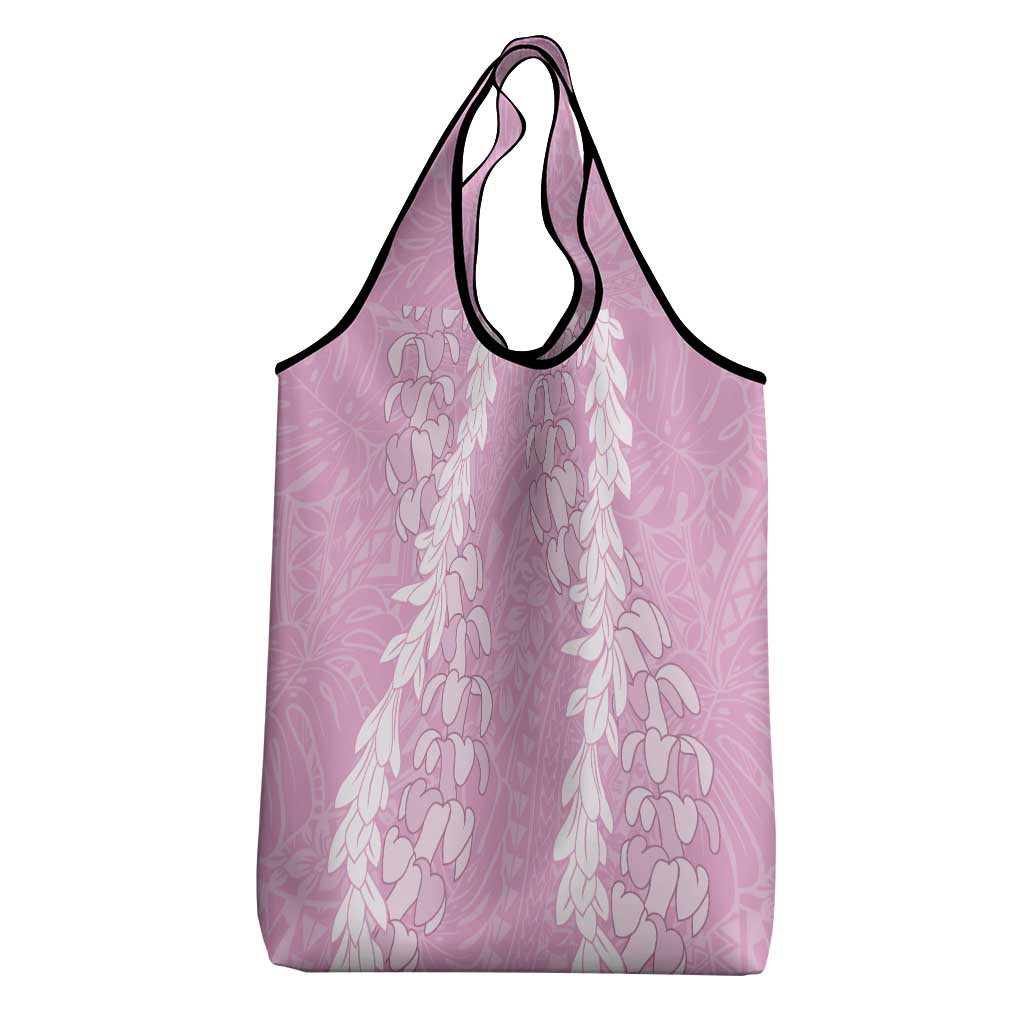 Puakenikeni and Maile Lei Grocery Bag Pink Double Strand Lei