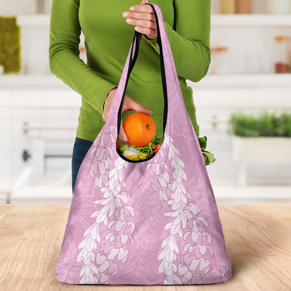 Puakenikeni and Maile Lei Grocery Bag Pink Double Strand Lei